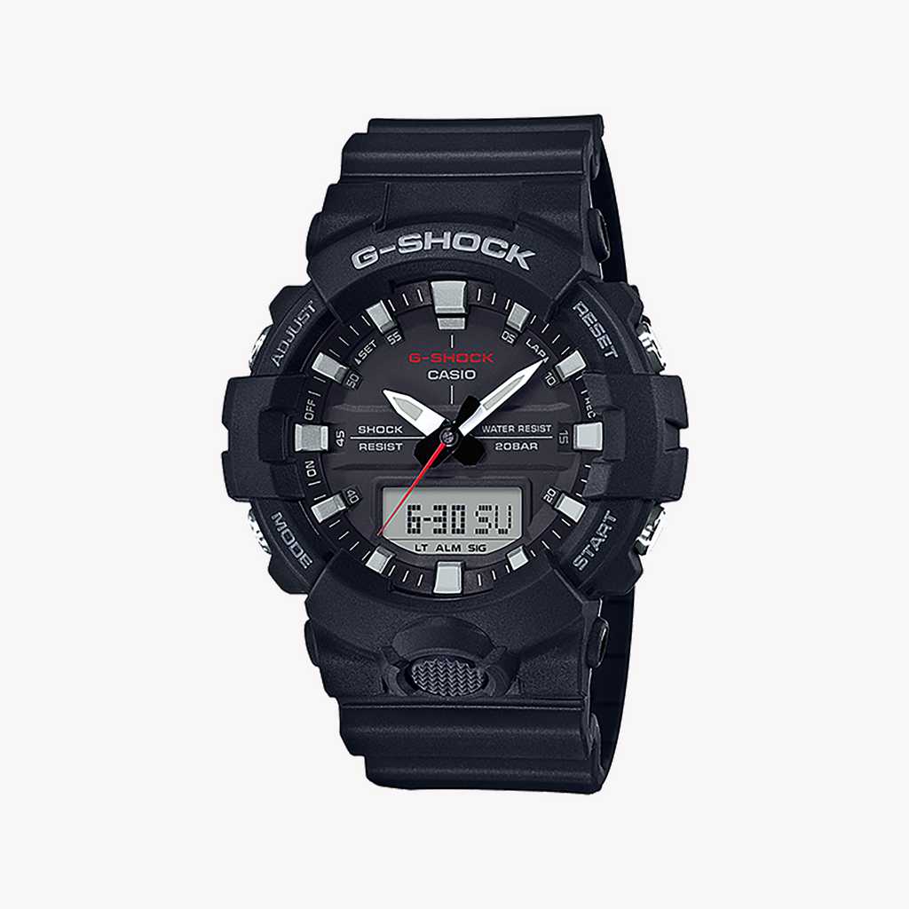 CASIO G-SHOCK GA-800-1A - BOLD FUNCTIONALITY & SPORTY STYLE Men's Watch with Black Resin Band and Dual Time Display