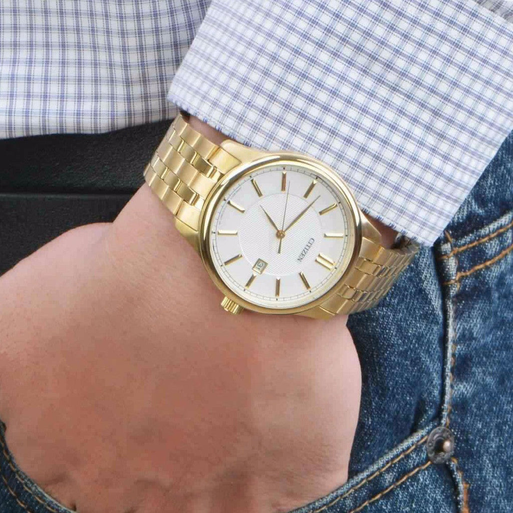 CITIZEN BI1052-51A GOLD ÉLITE - Men's Quartz Watch with Chic White Dial & Durable Stainless Steel Band-i-Watch-5