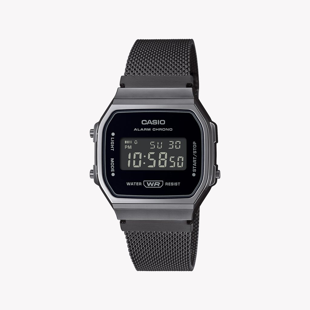 CASIO A168WEMB-1BDF RETRO CHIC - BLACK RESIN & STAINLESS STEEL UNISEX WATCH