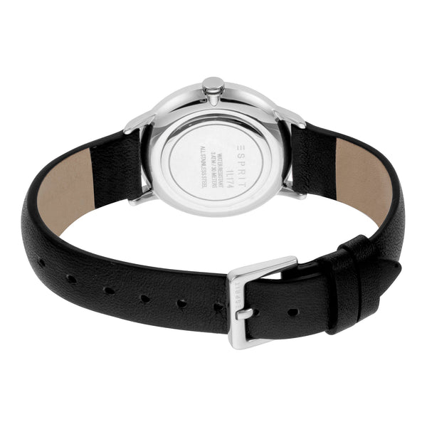 Esprit Women's Watch With Silver Stainless Steel Case And Black Leather Band by i-watch