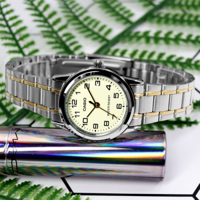 CASIO Women's Watch with Silver Stainless Steel Case and Silver & Gold Stainless Steel Band-i-Watch-3