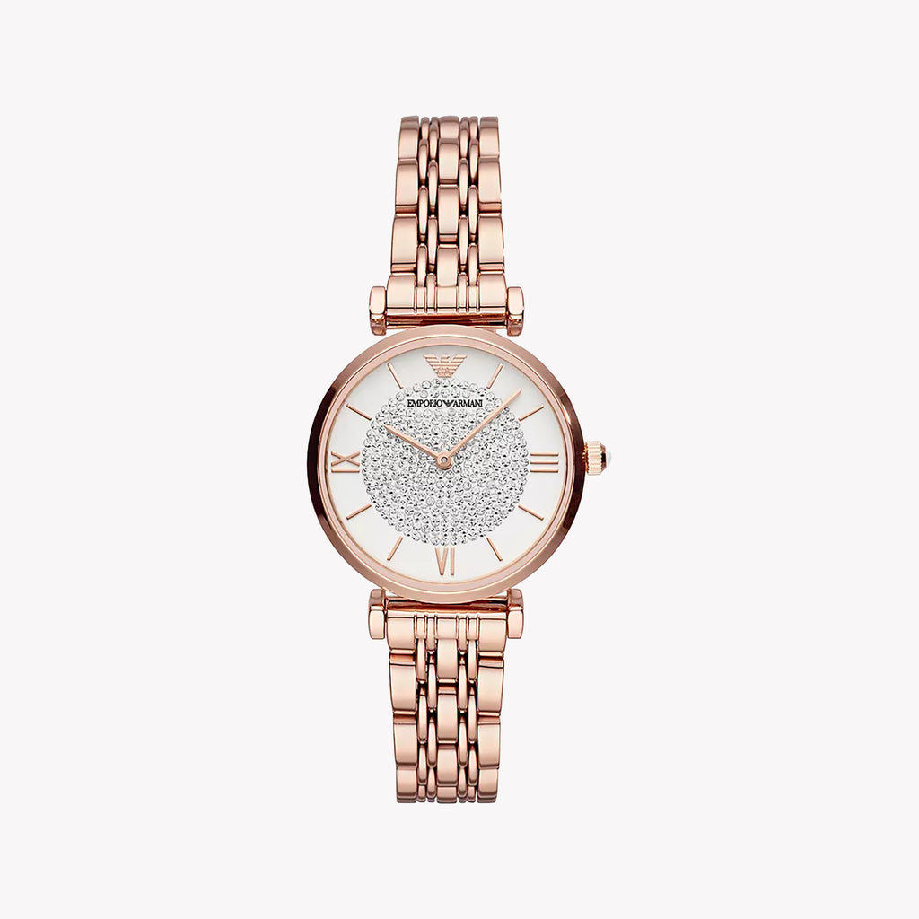 EMPORIO ARMANI AR11244 ROSE GOLD ELEGANCE - WOMEN'S TIMEPIECE WITH WHITE DIAL AND STAINLESS STEEL BAND