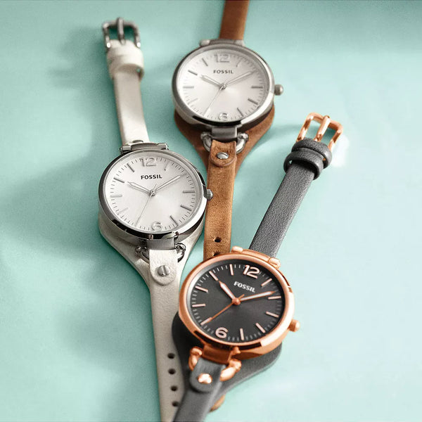 Fossil Women's Rose Gold Watch, Grey Leather Band | Es3077 by i-watch