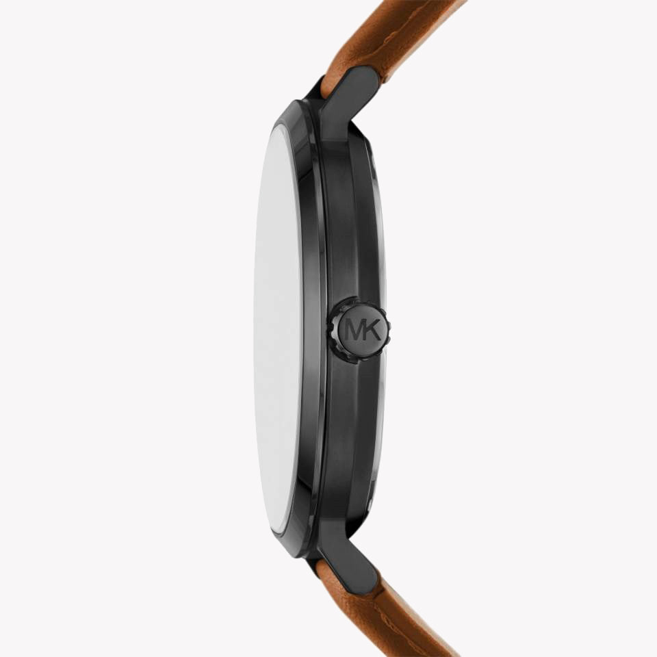 MICHAEL KORS MK8739 BOLD SOPHISTICATION - MEN'S BLACK DIAL STAINLESS STEEL & LEATHER WATCH-i-Watch-2