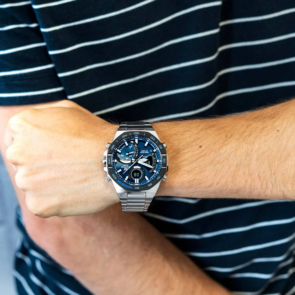 Casio Men's Stainless Steel Watch, Blue Dial | Ecb-950db-2aef