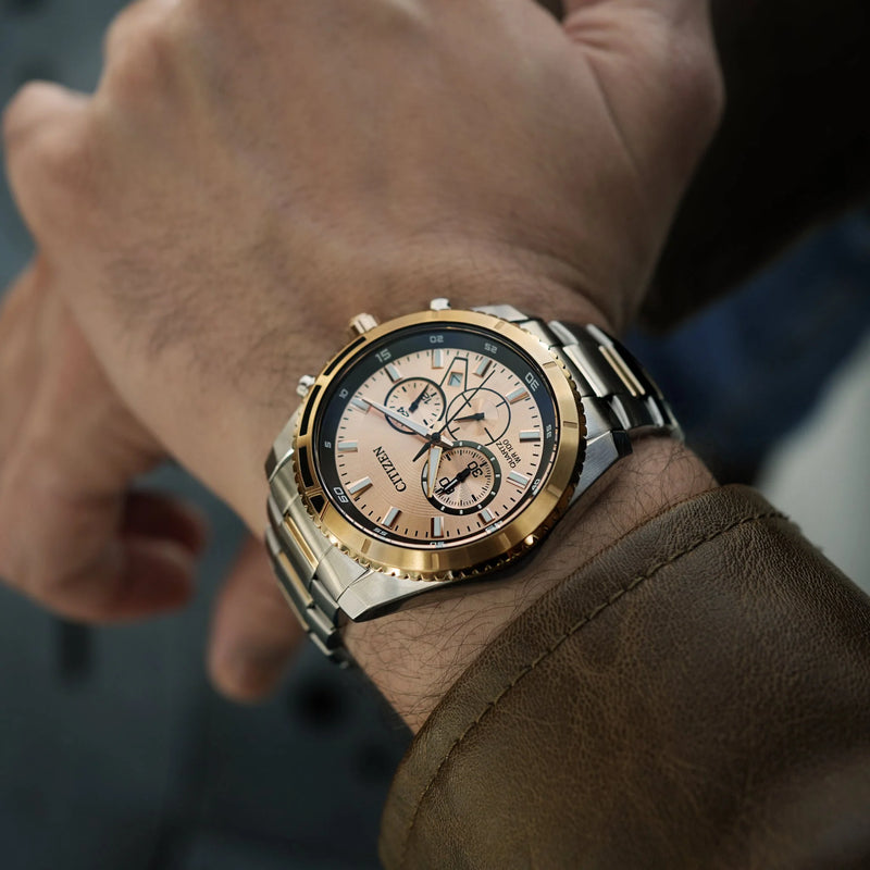 Citizen Men's Silver & Gold Watch, Gold Dial | An8204-59x by i-watch