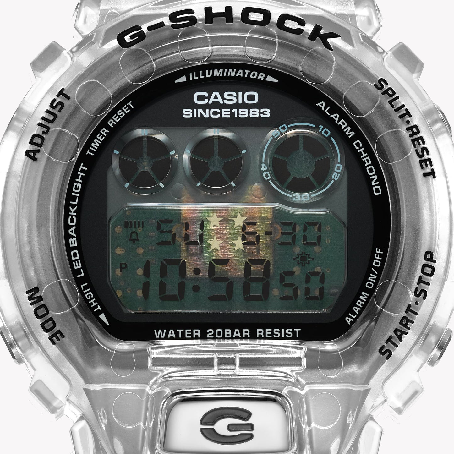 CASIO G-SHOCK DW-6940RX-7 OVERSIZE - CLEAR REMIX SERIE - 40 Anniversary Men's Watch