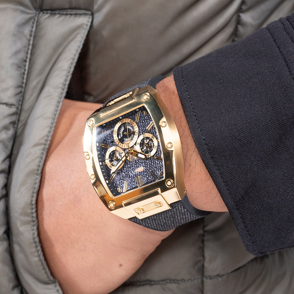 GUESS GW0786G1 - BOLD SOPHISTICATION MEN'S WATCH with Gold Stainless Steel & Black Silicone Band-i-Watch-5