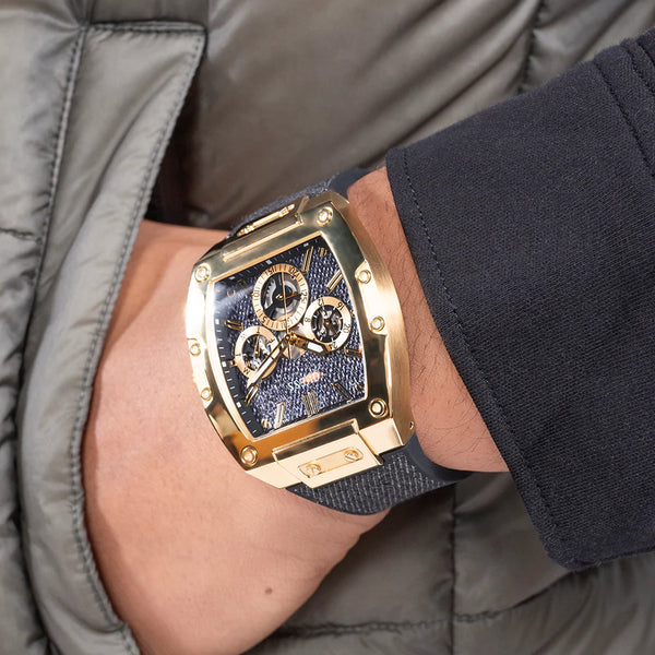 Guess Men's Gold Stainless Steel, Black Silicone | Gw0786g1 by i-watch