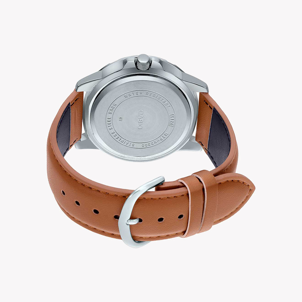 CASIO MTP-VD300L-2E SPORTY ELEGANCE - MEN'S STYLISH LEATHER & BLUE DIAL TIMEPIECE-i-Watch-4