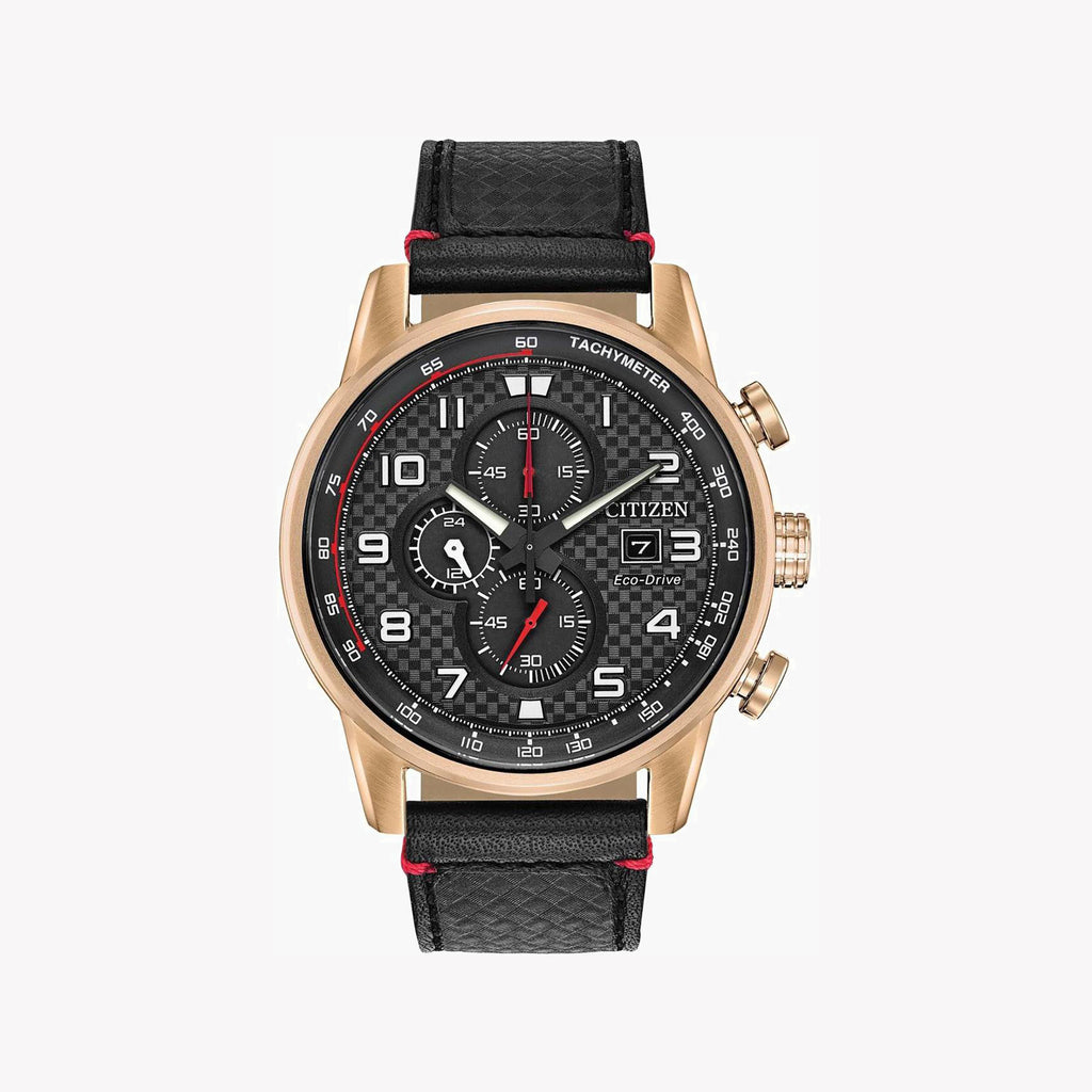 CITIZEN CA0683-08E - ELEGANT TIMEKEEPER - ROSE GOLD STAINLESS STEEL & BLACK LEATHER MEN'S WATCH