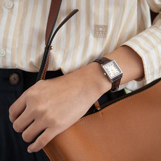 CASIO Women's Watch with Silver Chrome Plated Case and Brown Leather Band-i-Watch-4