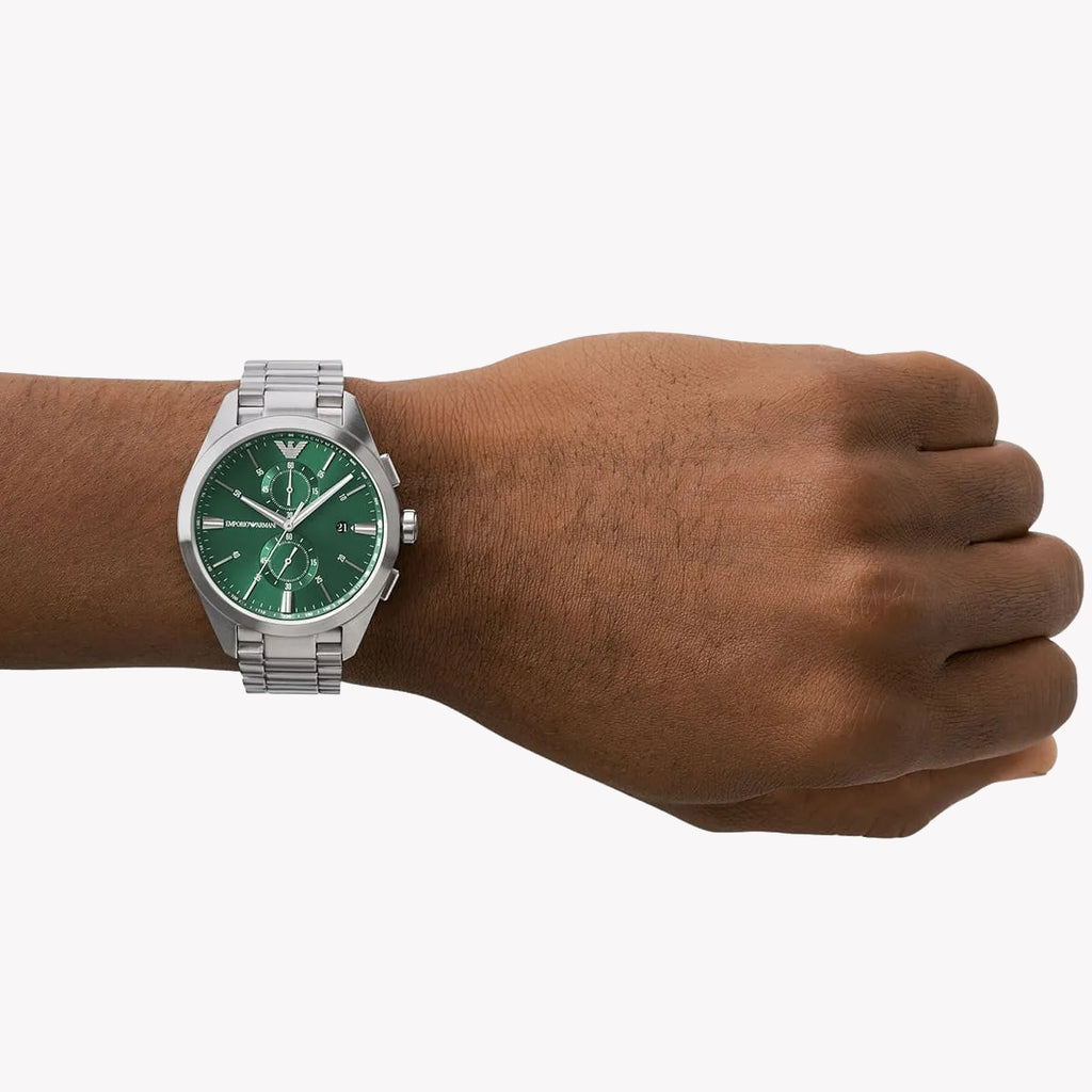 EMPORIO ARMANI AR11480 - STYLISH PRECISION WITH VIBRANT GREEN DIAL & SILVER STAINLESS STEEL-i-Watch-4