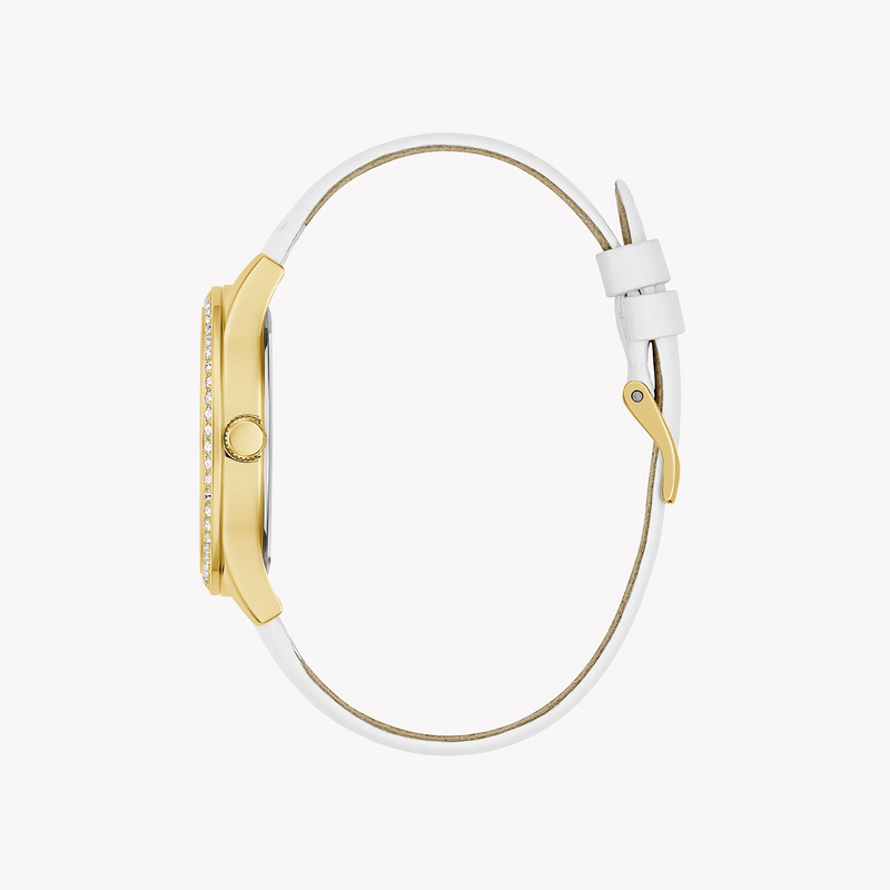 Guess Women's Gold Stainless Steel Watch, White Leather | Gw0596l1 by i-watch