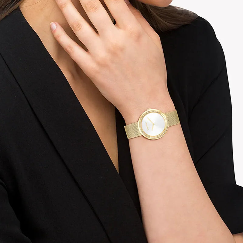 Ck Calvin Klein Women's Gold Watch, Silver Dial | K3m231c6 by i-watch