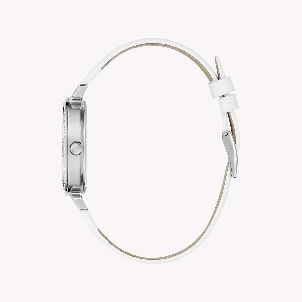 Guess Women's Silver Leather Watch, White Band | Gw0764l4 by i-watch