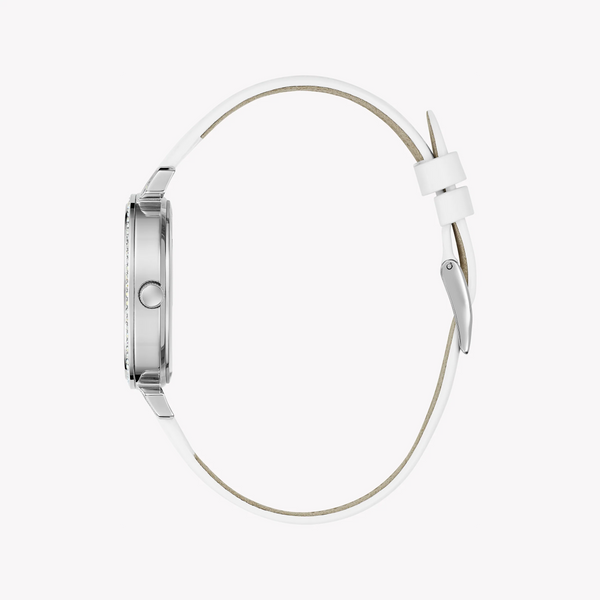 Guess Women's Silver Leather Watch, White Band | Gw0764l4 by i-watch