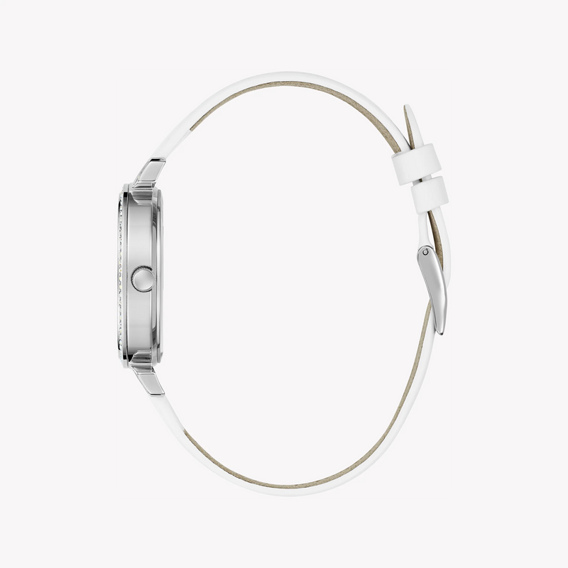 Guess Women's Silver Leather Watch, White Band | Gw0764l4 by i-watch