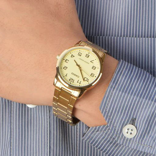 Timeless Elegance Men's Gold Watch, White Dial | Mtp-V001g-9budf by i-watch