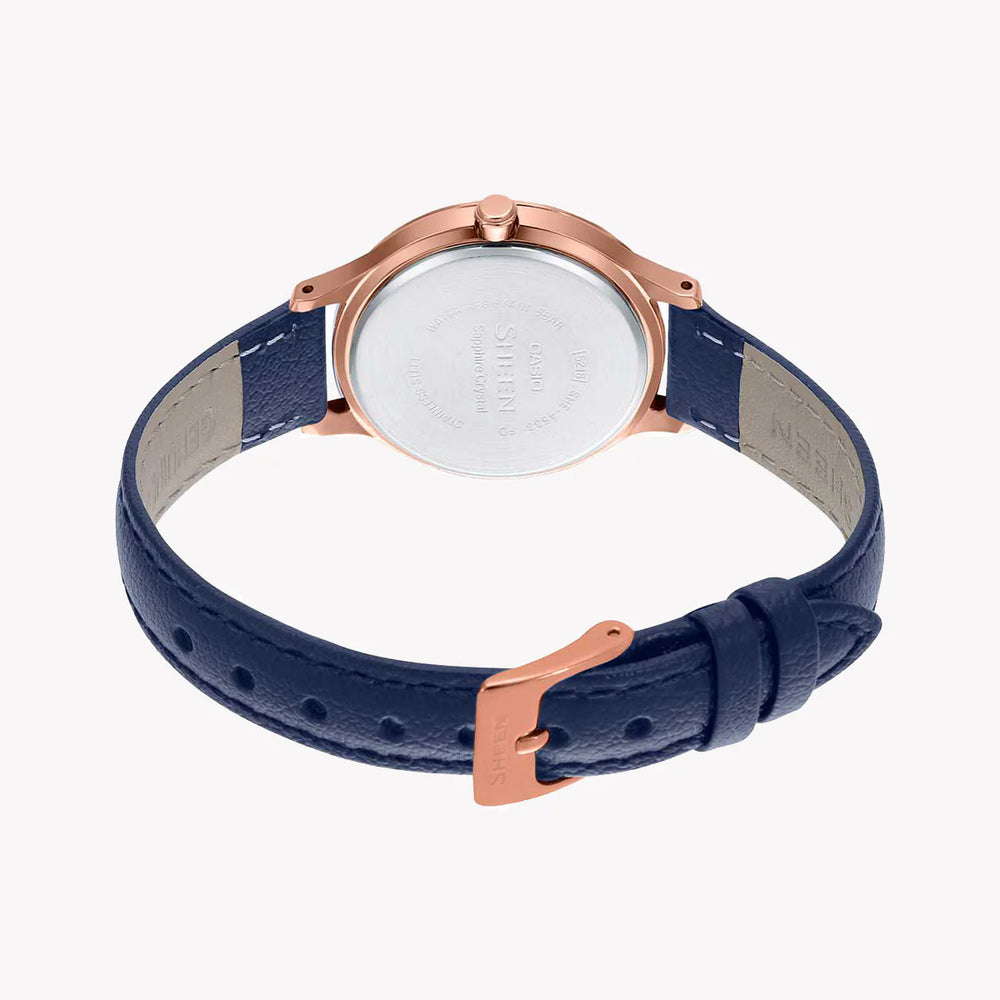 Casio She-4533pgl-7budf Elegant Spirit - Chic Rose Gold Timepiece With Blue Leather Band by i-watch