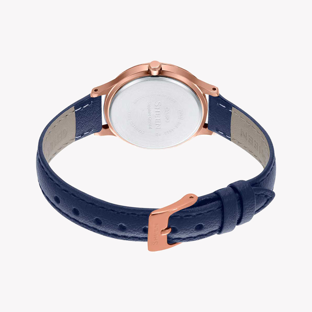 CASIO SHE-4533PGL-7BUDF ELEGANT SPIRIT - CHIC ROSE GOLD TIMEPIECE WITH BLUE LEATHER BAND-i-Watch-2