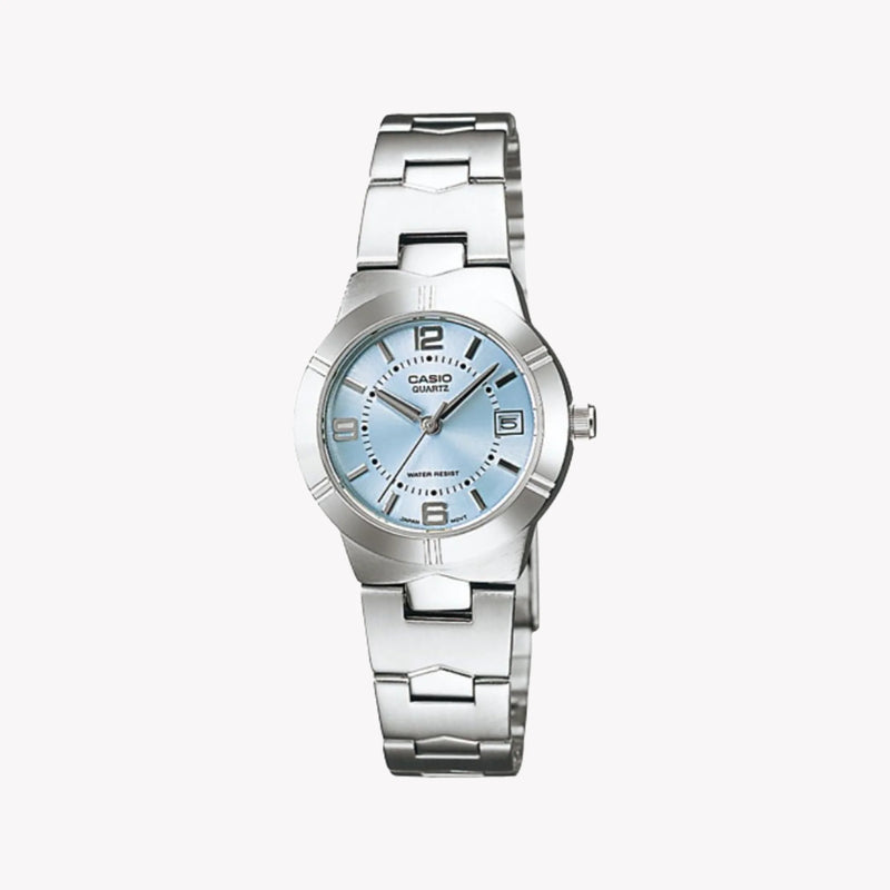 Casio Women's Stainless Steel Watch, Silver & Blue | Ltp-1241d-2adf by i-watch