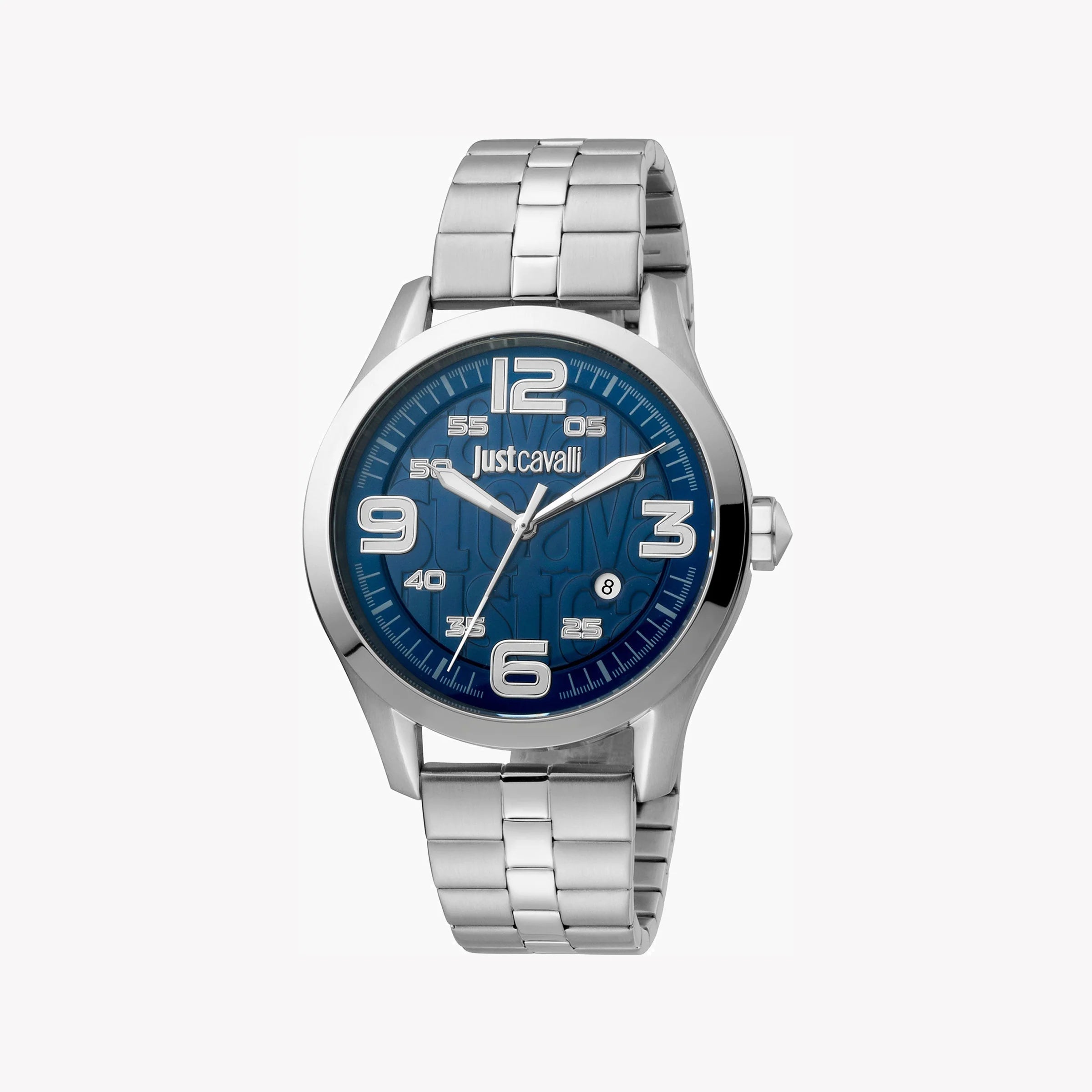 JUST CAVALLI ELEGANT BLUE DIAL MEN'S WATCH - SOPHISTICATED STAINLESS STEEL TIMEPIECE