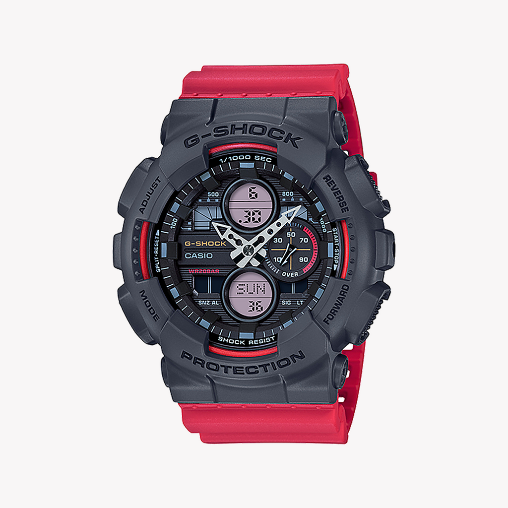 CASIO G-SHOCK GA-140-4ADR BOLD ADVENTURER - RED RESIN MEN'S WATCH with Digital Dial & 200m Water Resistance