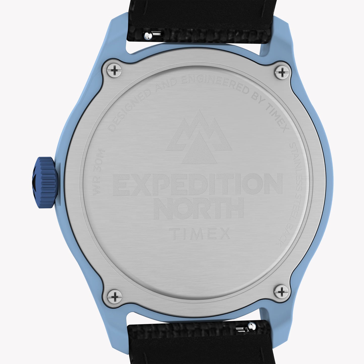 Timex Expedition North Traprock 43mm Blue Case Black Dial Black rPET Fabric Strap TW2W34300 Men's Watch