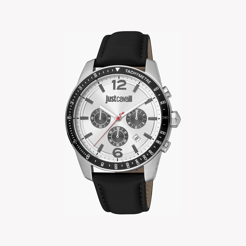 Just Cavalli Men's Silver Watch, Black Leather Band | Jc1g204l0015 by i-watch