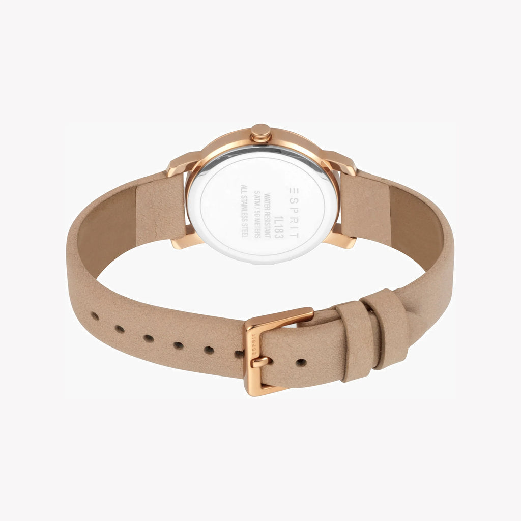 ESPRIT Women's Watch with Rose Gold Stainless Steel Case and Beige Leather Band-i-Watch-3