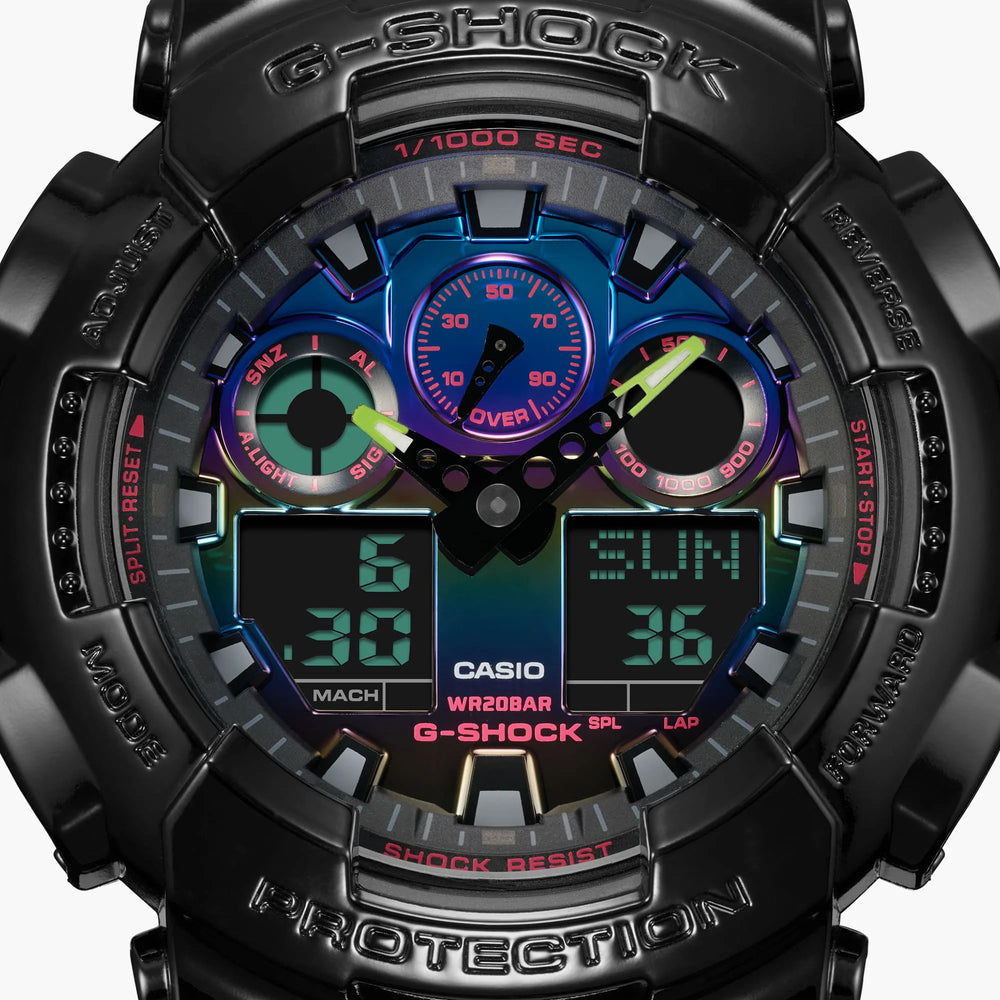 G-Shock Men's Black Resin Watch, Digital Dial | Ga-100rgb-1adr by i-watch