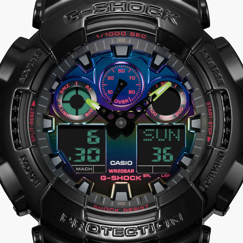 G-Shock Men's Black Resin Watch, Digital Dial | Ga-100rgb-1adr by i-watch