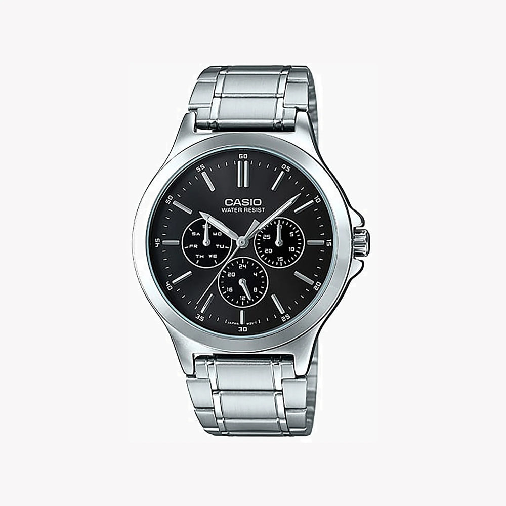 Casio Men's Stainless Steel Watch, Black Dial | Mtp-V300d-1a by i-watch