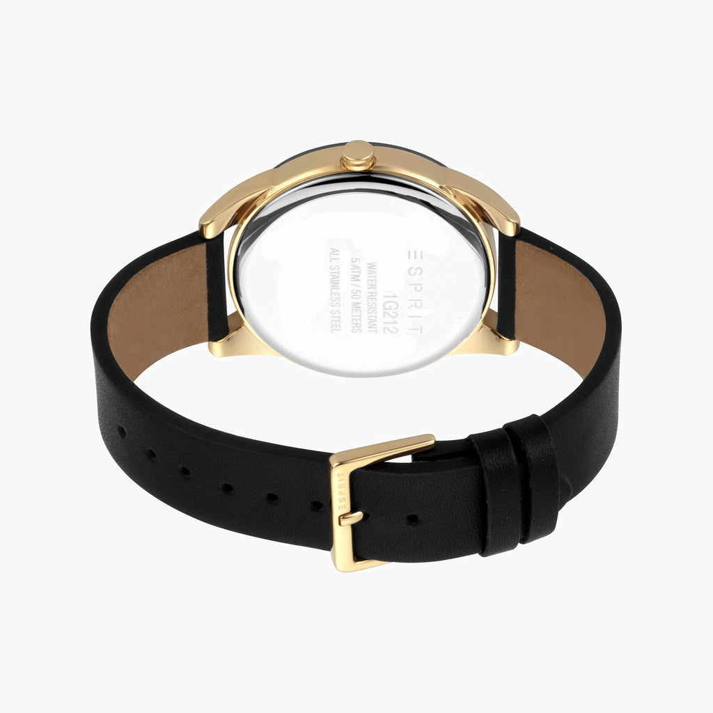 ESPRIT MEN'S STYLISH TIMEPIECE - BLACK LEATHER BAND & SILVER DIAL - DURABLE ELEGANCE-i-Watch-3