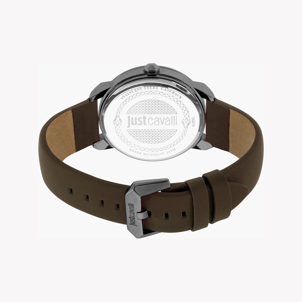 JUST CAVALLI JC1G079L0035 ELEGANT GRAY DIAL MEN'S WATCH - TIMELESS SOPHISTICATION WITH BROWN LEATHER BAND-i-Watch-3