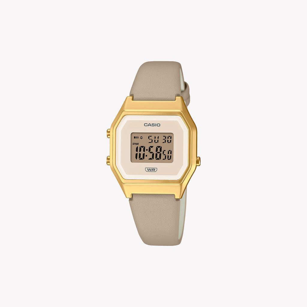 CASIO LA680WEGL-5EF ELEGANT VERSATILITY - TIMELESS CHIC FOR MODERN WOMEN's Wristwatch with Gold-Tone Case & Leather Strap