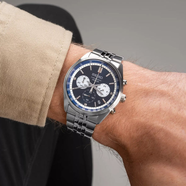 Seiko Men's Silver Watch, Dark Blue Dial | Ssb427p1 by i-watch