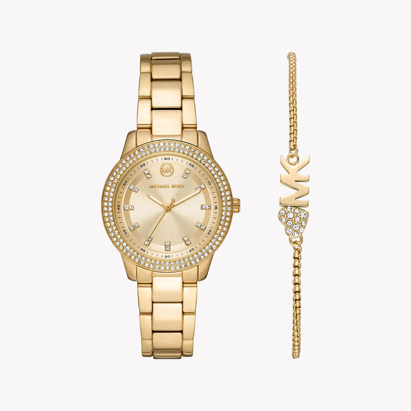 Mini Tibby Gold-Tone Pavé Watch and Bracelet Gift Set