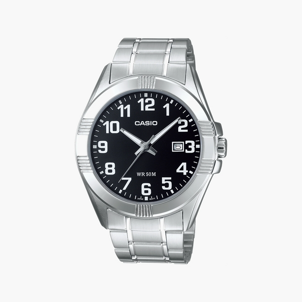 Casio Men's Silver Stainless Steel, Black Dial | Mtp-1308pd-1b by i-watch