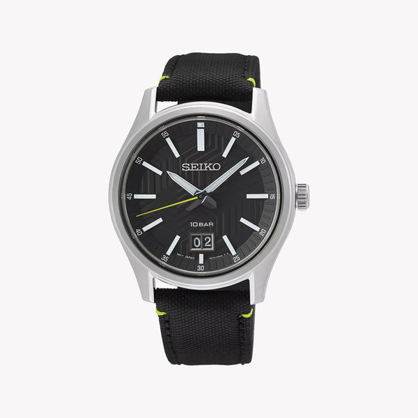 Seiko Men's Silver Stainless Steel, Black Leather | Sur517p1 by i-watch