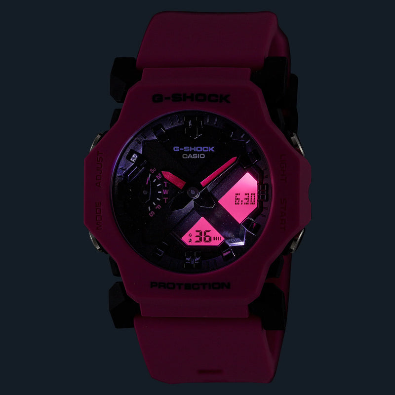 Casio Unisex Pink Resin Watch, Black Dial | Ga-2300-4aer by i-watch