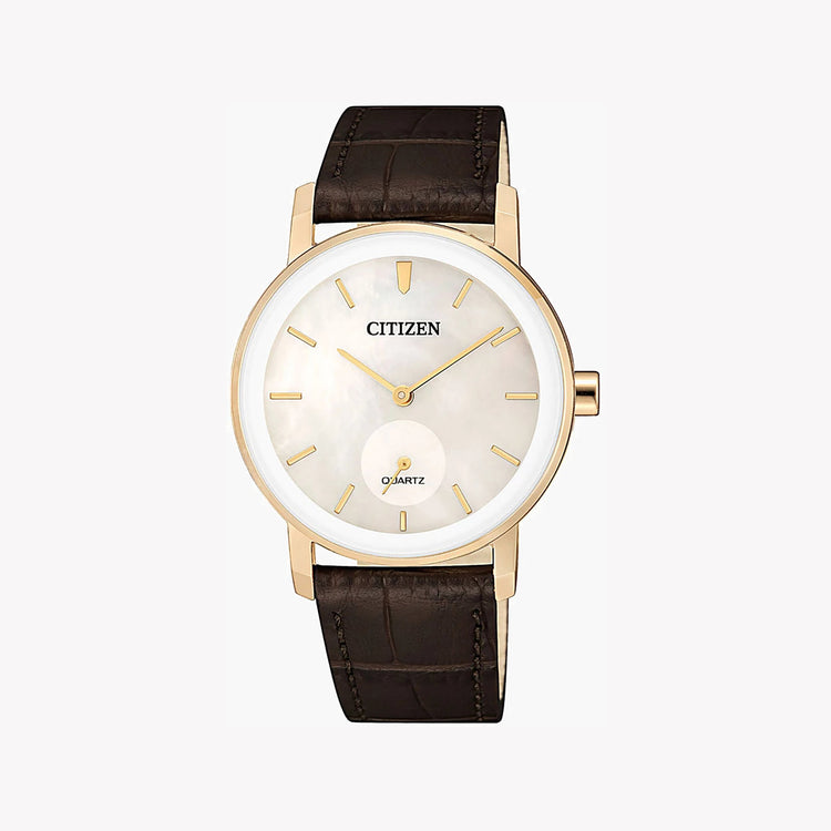 CITIZEN EQ9063-04D - ELEGANT TIMEPIECE FOR THE MODERN WOMAN: GOLD & WHITE, LEATHER BAND