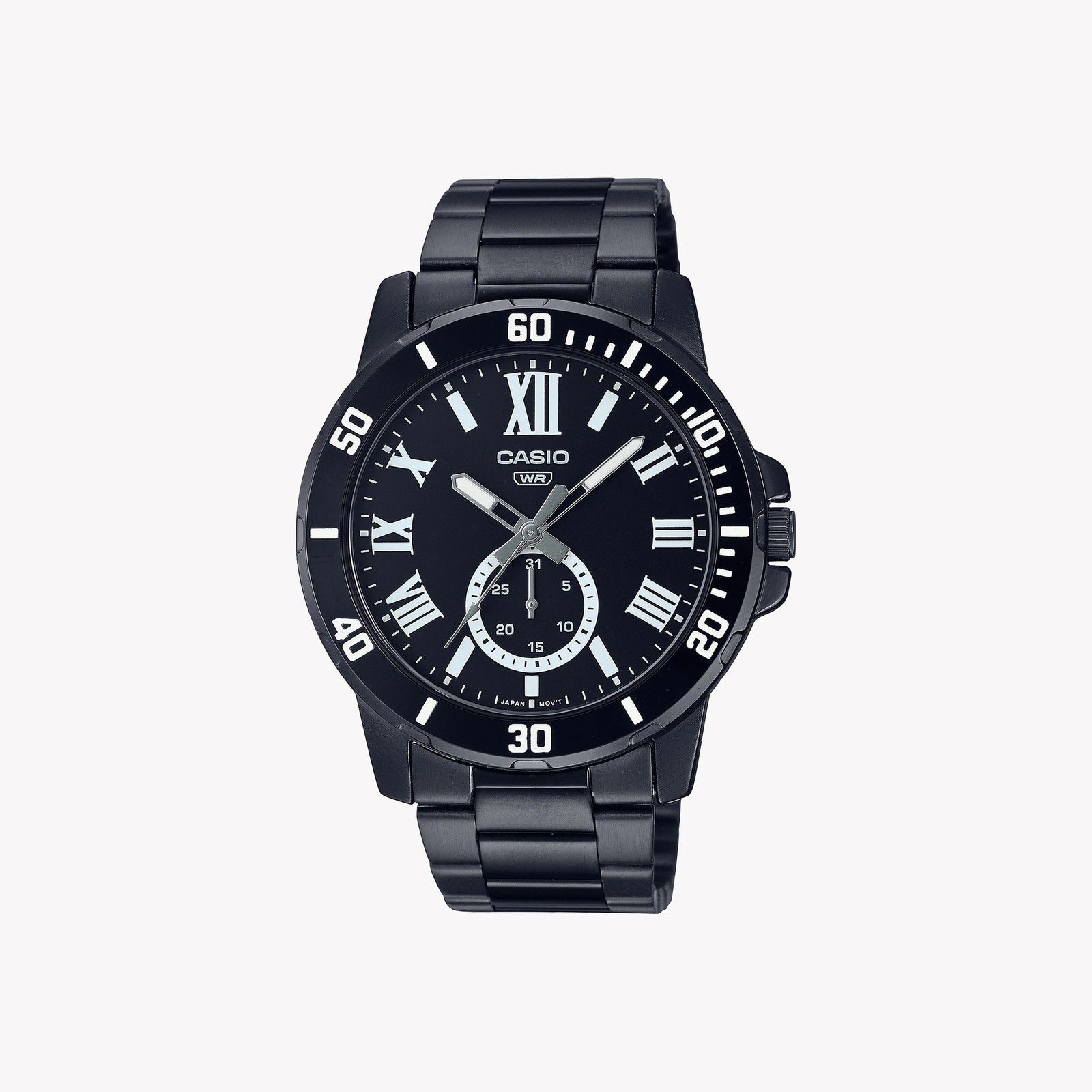 CASIO MTP-VD200B-1B BOLD ADVENTURE - MEN'S BLACK STAINLESS STEEL WATCH, STRIKING DESIGN & WATER RESISTANT