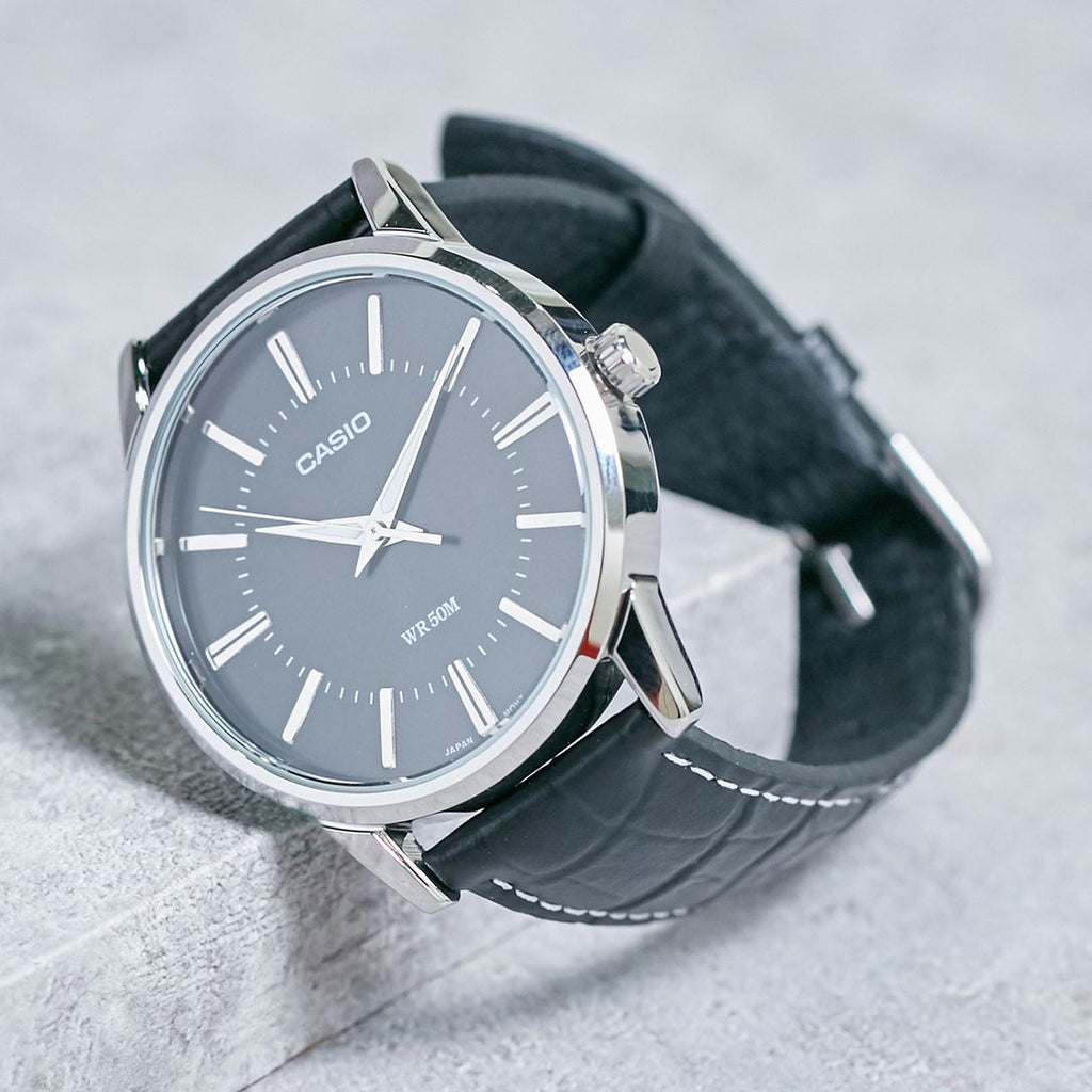 CASIO MTP-1303L-1AVDF - SPORTY ELEGANCE MEN'S WATCH WITH BLACK DIAL & LEATHER BAND-i-Watch-4