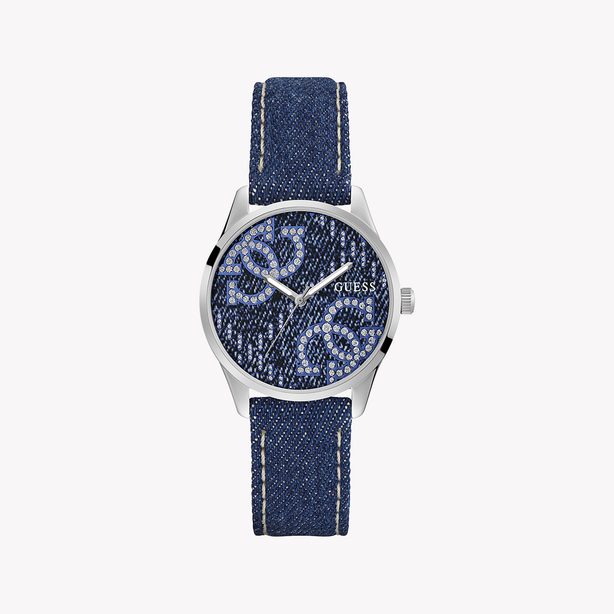 GUESS GW0755L1 VIBRANT CHIC - STYLISH WOMEN'S WATCH with Blue Denim Band & Radiant Blue Dial