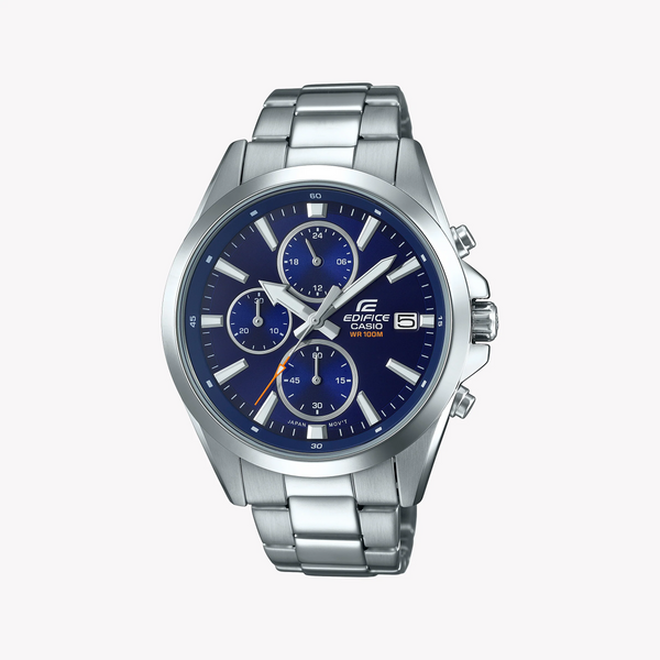 Edifice Men's Silver Stainless Steel Watch, Blue Dial | Efv-560d-2avuef by i-watch