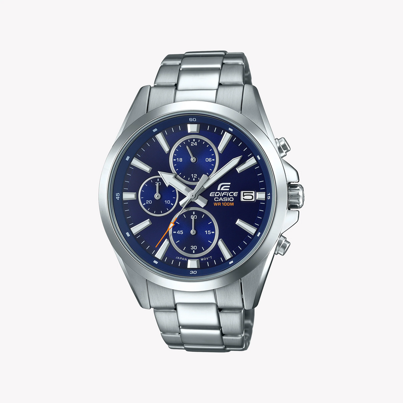 Edifice Men's Silver Stainless Steel Watch, Blue Dial | Efv-560d-2avuef by i-watch