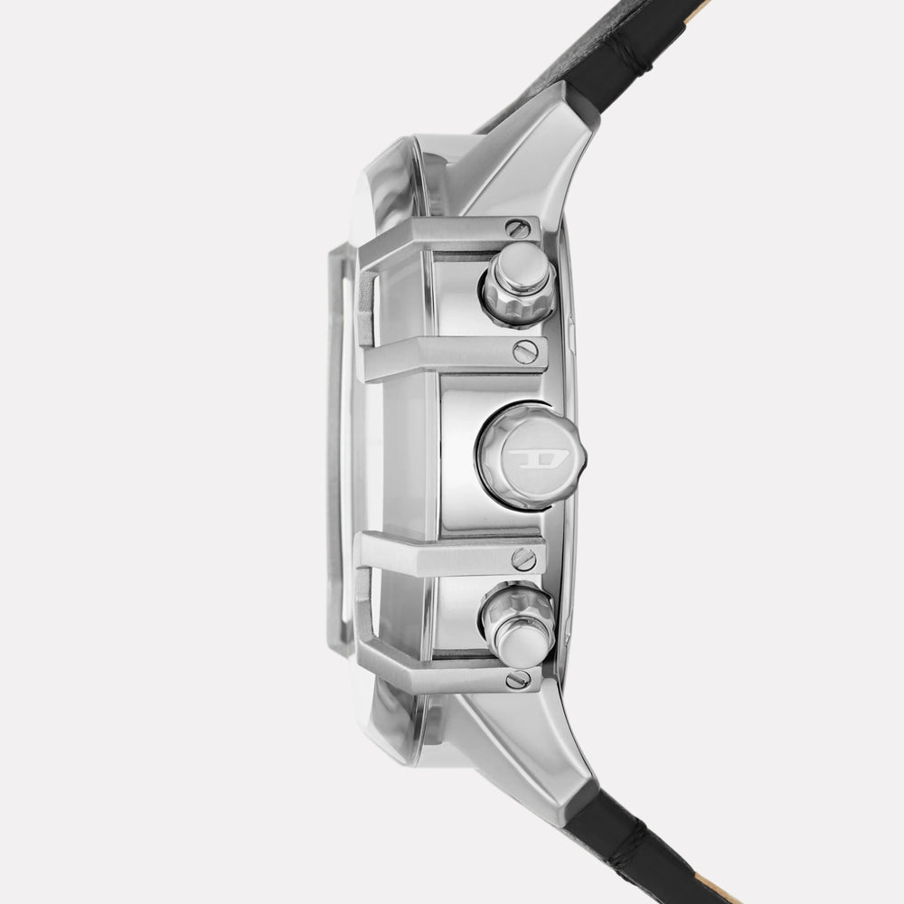 Diesel Men's Silver Stainless Steel, Black Leather | Dz4603 by i-watch