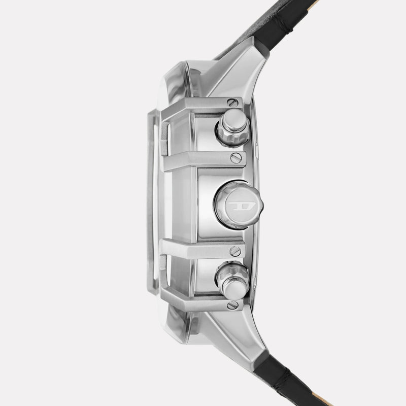 Diesel Men's Silver Stainless Steel, Black Leather | Dz4603 by i-watch